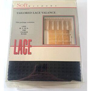 NEW Vintage Black Knit Lace Valance USA Made Gothic Victorian Cottage 80x18